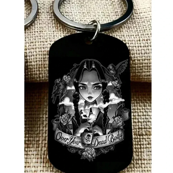 Wednesday Addams over your dead body hot art horror Keychain - Picture 1 of 1